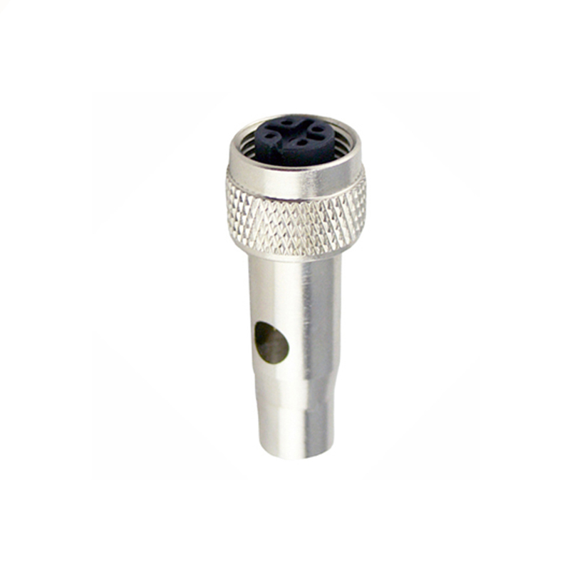 M12 5pins B code female moldable connector with shielded,brass with nickel plated screw